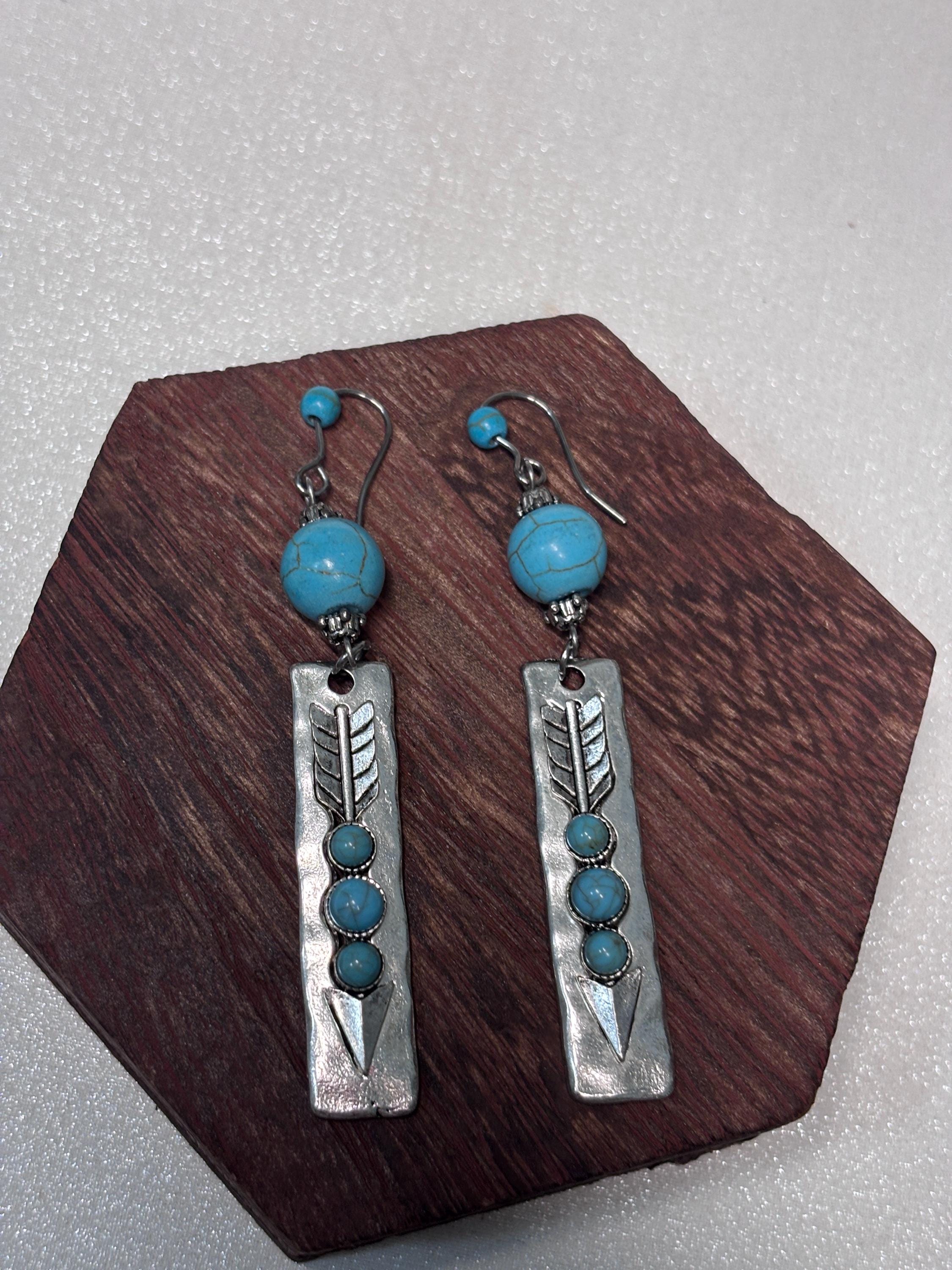 Orecchini boho turchese e argento | Orecchini pendenti stile boho | Orecchini artigianali donna | Idea regalo
