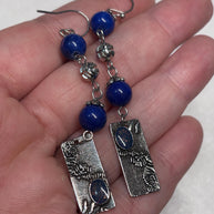 Orecchini boho blu pendenti con pietra | Orecchini lunghi artigianali in acciaio | Gioielli boho chic donna | Idea regalo donna