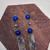 Orecchini boho blu pendenti con pietra | Orecchini lunghi artigianali in acciaio | Gioielli boho chic donna | Idea regalo donna