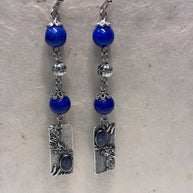 Orecchini boho blu pendenti con pietra | Orecchini lunghi artigianali in acciaio | Gioielli boho chic donna | Idea regalo donna