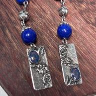 Orecchini boho blu pendenti con pietra | Orecchini lunghi artigianali in acciaio | Gioielli boho chic donna | Idea regalo donna