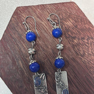 Orecchini boho blu pendenti con pietra | Orecchini lunghi artigianali in acciaio | Gioielli boho chic donna | Idea regalo donna