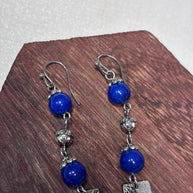 Orecchini boho blu pendenti con pietra | Orecchini lunghi artigianali in acciaio | Gioielli boho chic donna | Idea regalo donna