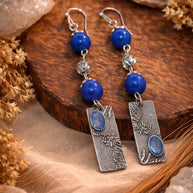 Orecchini boho blu pendenti con pietra | Orecchini lunghi artigianali in acciaio | Gioielli boho chic donna | Idea regalo donna