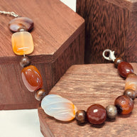 Bracciale in pietre dure naturali agata e corniola | Bracciale boho con perle naturali | Gioiello artigianale donna | Idea regalo