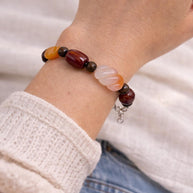 Bracciale in pietre dure naturali agata e corniola | Bracciale boho con perle naturali | Gioiello artigianale donna | Idea regalo