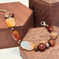 Bracciale in pietre dure naturali agata e corniola | Bracciale boho con perle naturali | Gioiello artigianale donna | Idea regalo
