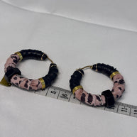Orecchini a cerchio rock con bullone nero e stampa leopardata | Hoop earrings stile industrial | Orecchini acciaio antiallergico donna