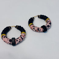 Orecchini a cerchio rock con bullone nero e stampa leopardata | Hoop earrings stile industrial | Orecchini acciaio antiallergico donna