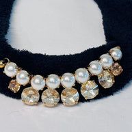 Collana girocollo in velluto nero con perle e cristalli champagne | Choker elegante donna | Collana glamour da sera | Idea regalo donna