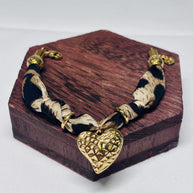 Bracciale animalier con cuore dorato | Bracciale leopardato in tessuto con charm cuore | Gioiello elegante donna in acciaio antiallergico