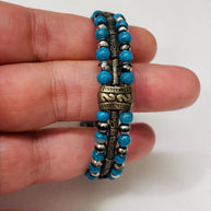 Bracciale uomo pietra turchese | Bracciale perline etnico boho | Gioiello uomo semirigido | Idea regalo uomo