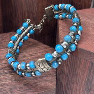 Bracciale uomo pietra turchese | Bracciale perline etnico boho | Gioiello uomo semirigido | Idea regalo uomo