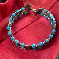 Bracciale uomo pietra turchese | Bracciale perline etnico boho | Gioiello uomo semirigido | Idea regalo uomo