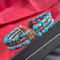Bracciale uomo pietra turchese | Bracciale perline etnico boho | Gioiello uomo semirigido | Idea regalo uomo