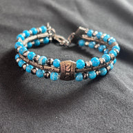 Bracciale uomo pietra turchese | Bracciale perline etnico boho | Gioiello uomo semirigido | Idea regalo uomo