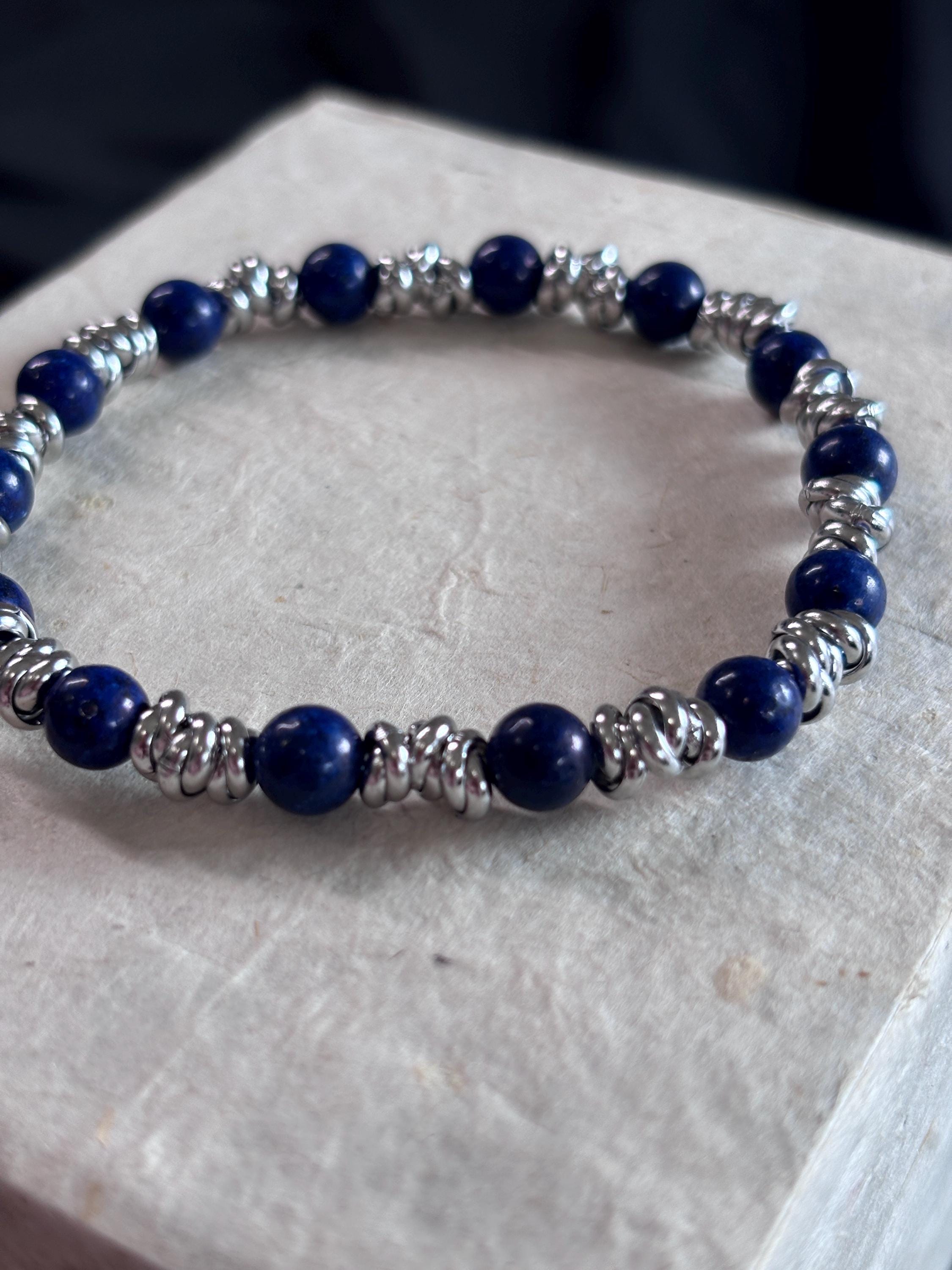 Bracciale uomo pietre naturali e acciaio | Bracciale elasticizzato uomo onice lapislazzuli jasper | Bracciale minimal uomo |Idea regalo uomo