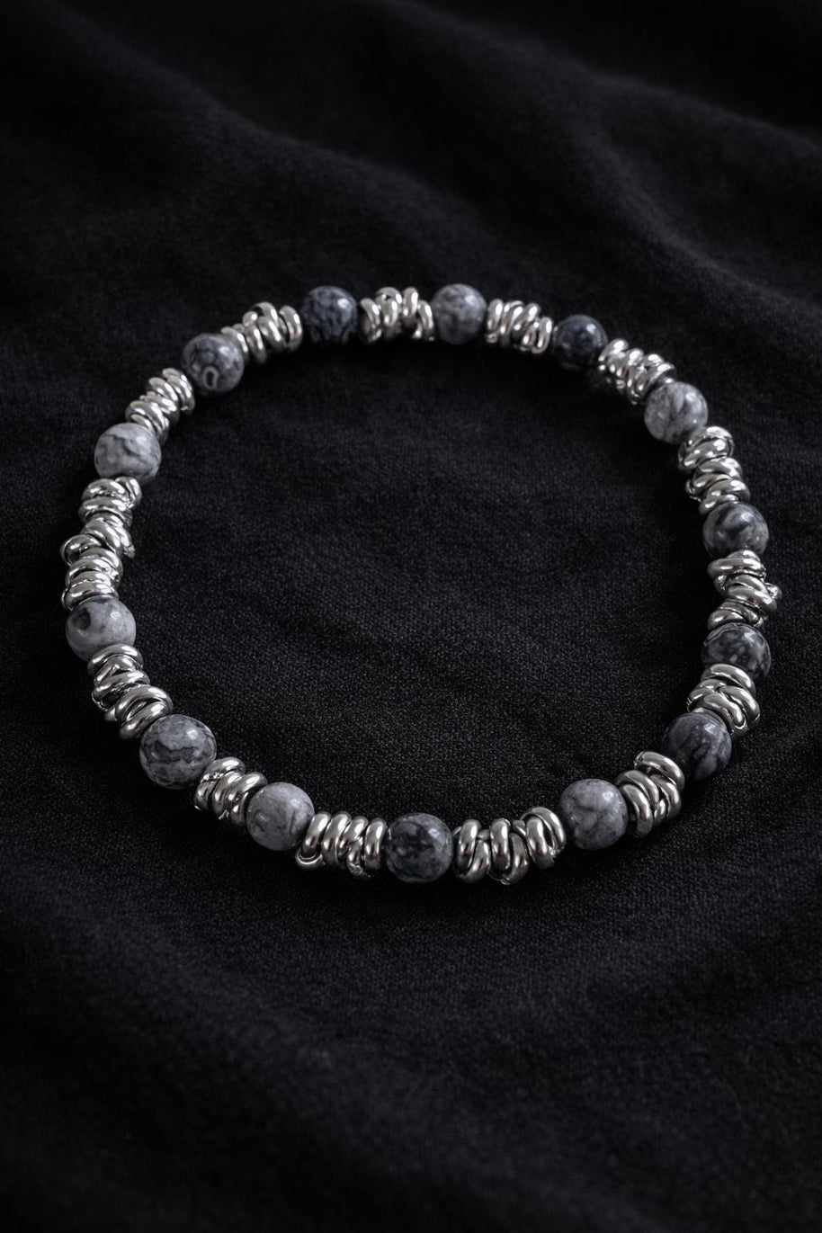 Bracciale uomo pietre naturali e acciaio | Bracciale elasticizzato uomo onice lapislazzuli jasper | Bracciale minimal uomo |Idea regalo uomo