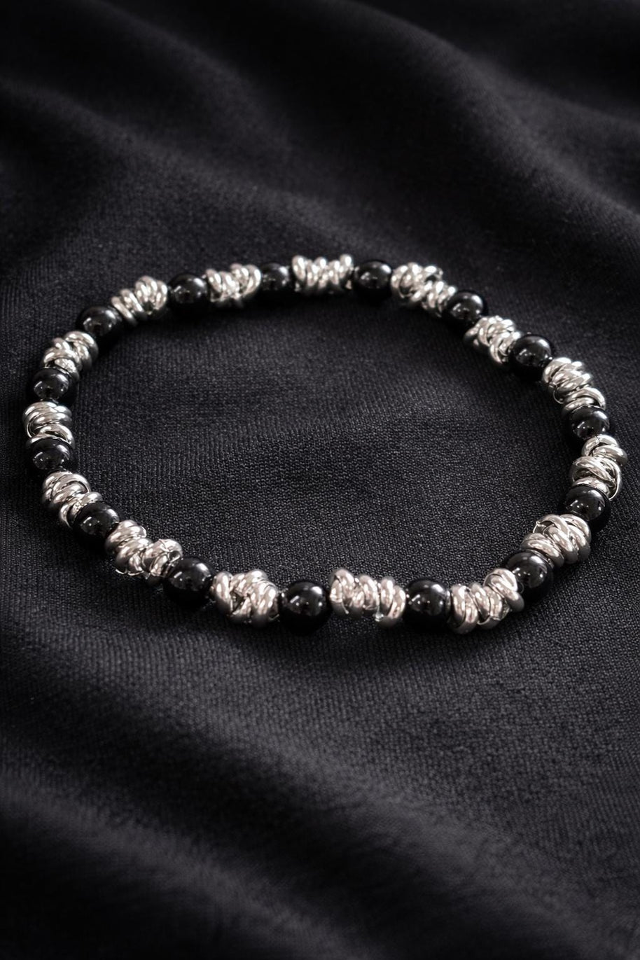 Bracciale uomo pietre naturali e acciaio | Bracciale elasticizzato uomo onice lapislazzuli jasper | Bracciale minimal uomo |Idea regalo uomo