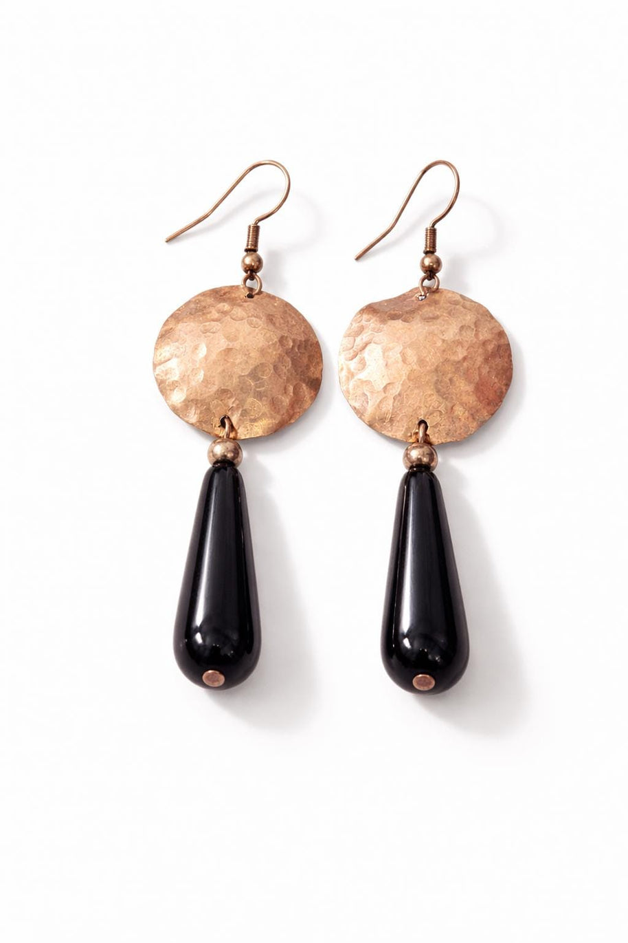Orecchini rame pendente nero | Orecchini rame martellato | Orecchini lunghi rame fatti a mano | Idea regalo donna
