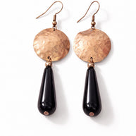 Orecchini rame pendente nero | Orecchini rame martellato | Orecchini lunghi rame fatti a mano | Idea regalo donna