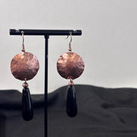 Orecchini rame pendente nero | Orecchini rame martellato | Orecchini lunghi rame fatti a mano | Idea regalo donna