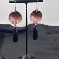 Orecchini rame pendente nero | Orecchini rame martellato | Orecchini lunghi rame fatti a mano | Idea regalo donna