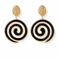 Orecchini spirale oro e nero in acciaio | Orecchini lunghi spirale | Spiral earrings gold black | Orecchini moderni donna