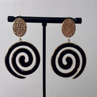 Orecchini spirale oro e nero in acciaio | Orecchini lunghi spirale | Spiral earrings gold black | Orecchini moderni donna