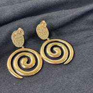Orecchini spirale oro e nero in acciaio | Orecchini lunghi spirale | Spiral earrings gold black | Orecchini moderni donna