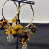 Orecchini cerchio grandi tartarugati | Hoop earrings acciaio e resina | Orecchini pendenti oro donna eleganti | Orecchini estivi