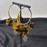 Orecchini cerchio grandi tartarugati | Hoop earrings acciaio e resina | Orecchini pendenti oro donna eleganti | Orecchini estivi