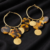 Orecchini cerchio grandi tartarugati | Hoop earrings acciaio e resina | Orecchini pendenti oro donna eleganti | Orecchini estivi