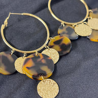 Orecchini cerchio grandi tartarugati | Hoop earrings acciaio e resina | Orecchini pendenti oro donna eleganti | Orecchini estivi