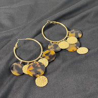 Orecchini cerchio grandi tartarugati | Hoop earrings acciaio e resina | Orecchini pendenti oro donna eleganti | Orecchini estivi
