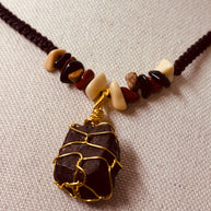 Collana uomo pietra naturale macramè | Ciondolo pietra grezza | Collana regolabile con pietre naturali | Stile boho uomo