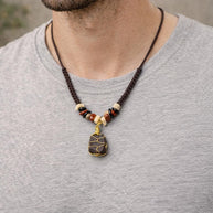 Collana uomo pietra naturale macramè | Ciondolo pietra grezza | Collana regolabile con pietre naturali | Stile boho uomo