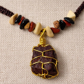 Collana uomo pietra naturale macramè | Ciondolo pietra grezza | Collana regolabile con pietre naturali | Stile boho uomo