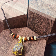 Collana uomo pietra naturale macramè | Ciondolo pietra grezza | Collana regolabile con pietre naturali | Stile boho uomo