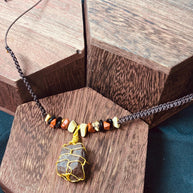 Collana uomo pietra naturale macramè | Ciondolo pietra grezza | Collana regolabile con pietre naturali | Stile boho uomo
