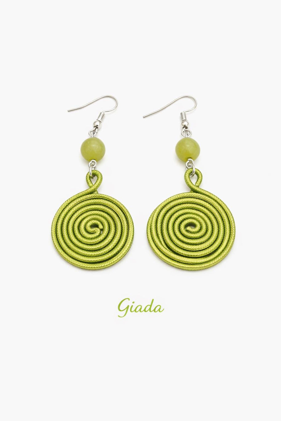 Orecchini spirale in alluminio con pietra naturale | Spiral earrings with natural stone | Orecchini boho leggeri antiallergici | 10 colori