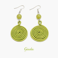 Orecchini spirale in alluminio con pietra naturale | Spiral earrings with natural stone | Orecchini boho leggeri antiallergici | 10 colori