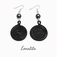 Orecchini spirale in alluminio con pietra naturale | Spiral earrings with natural stone | Orecchini boho leggeri antiallergici | 10 colori