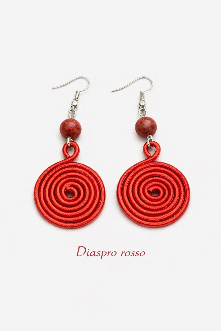 Orecchini spirale in alluminio con pietra naturale | Spiral earrings with natural stone | Orecchini boho leggeri antiallergici | 10 colori