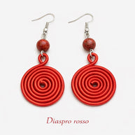 Orecchini spirale in alluminio con pietra naturale | Spiral earrings with natural stone | Orecchini boho leggeri antiallergici | 10 colori