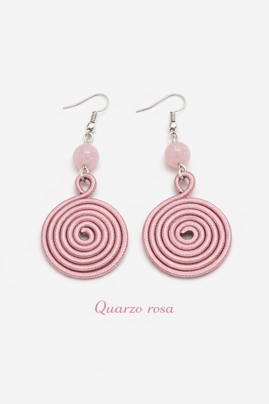 Orecchini spirale in alluminio con pietra naturale | Spiral earrings with natural stone | Orecchini boho leggeri antiallergici | 10 colori