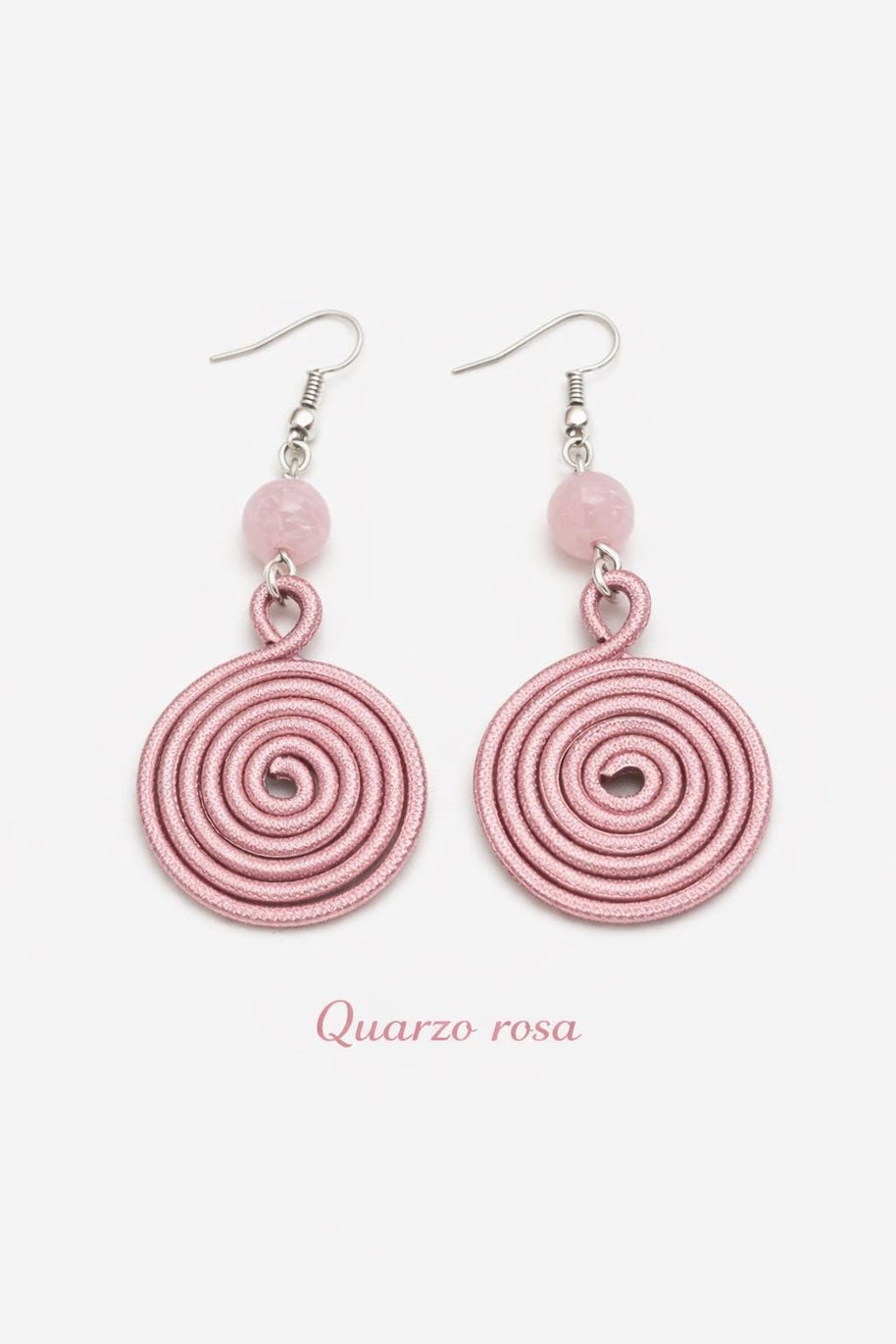 Orecchini spirale in alluminio con pietra naturale | Spiral earrings with natural stone | Orecchini boho leggeri antiallergici | 10 colori