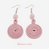 Orecchini spirale in alluminio con pietra naturale | Spiral earrings with natural stone | Orecchini boho leggeri antiallergici | 10 colori