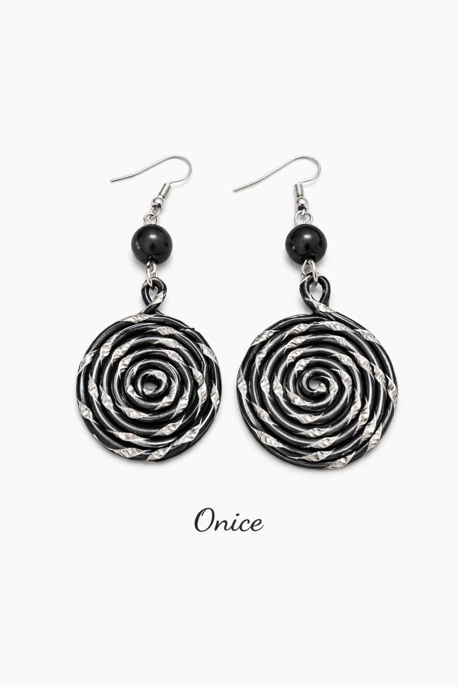 Orecchini spirale in alluminio con pietra naturale | Spiral earrings with natural stone | Orecchini boho leggeri antiallergici | 10 colori