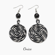 Orecchini spirale in alluminio con pietra naturale | Spiral earrings with natural stone | Orecchini boho leggeri antiallergici | 10 colori